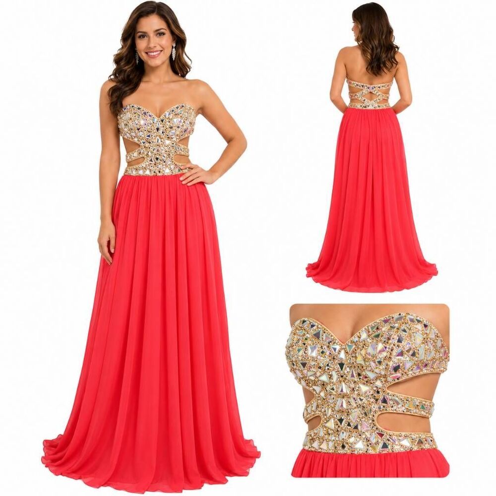 La Femme Size 2 Embellished Cut Out Dress Prom Pink